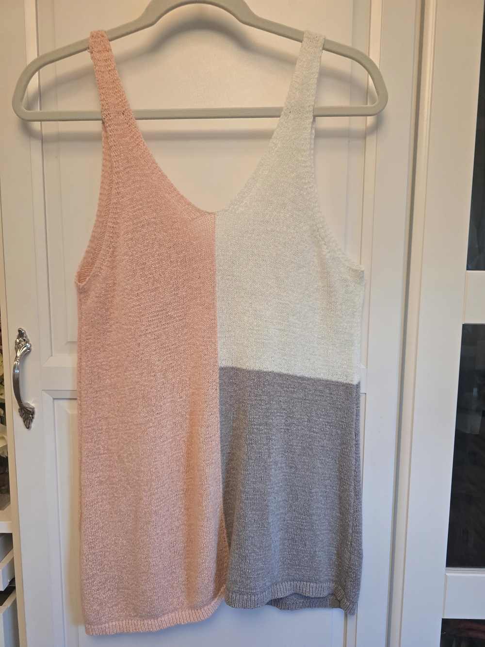 Colorblock Knit Sleep Tank — Pink, Cream & Gray